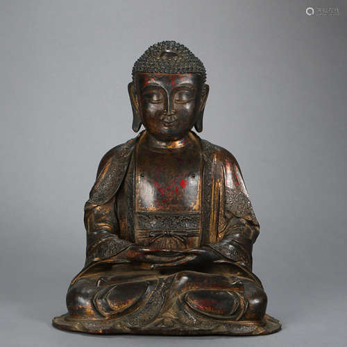 MING DYNASTY, GILT BRONZE BUDDHA STATUE