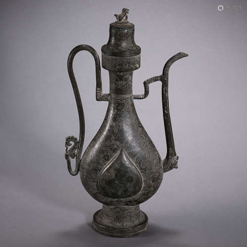 QING DYNASTY, CHINESE STERLING SILVER POT