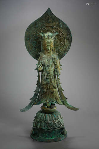 ANCIENT CHINESE BRONZE BUDDHA STATUE