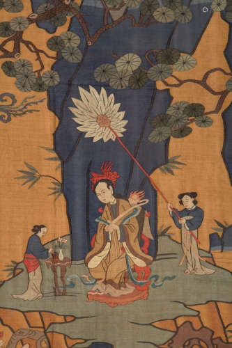 CHINESE ANCIENT EMBROIDERY HANGING PANEL