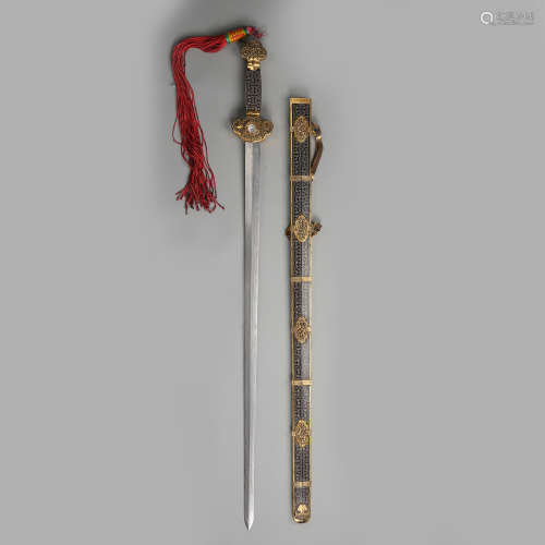 QING DYNASTY, CHINESE STERLING SILVER SWORD