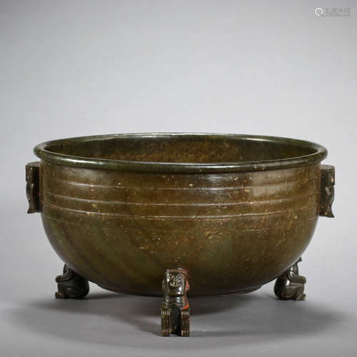 HAN DYNASTY, HETIAN JADE TRIPOD BASIN