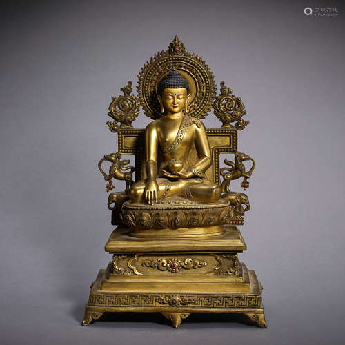 ANCIENT CHINESE BRONZE GILT  BUDDHA STATUE