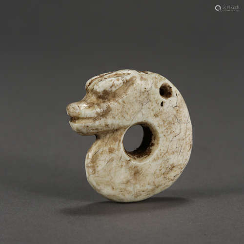 CHINESE RED MOUNTAIN CULTURE， WHITE JADE PIG DRAGON