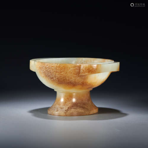 ANCIENT CHINESE HETIAN JADE STEM CUP