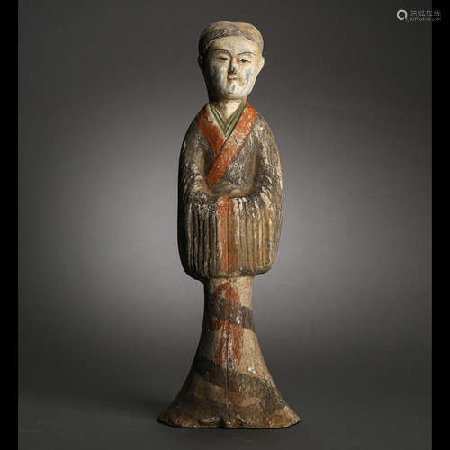 ANCIENT CHINESE PAINTED POTTERY FIGURINES