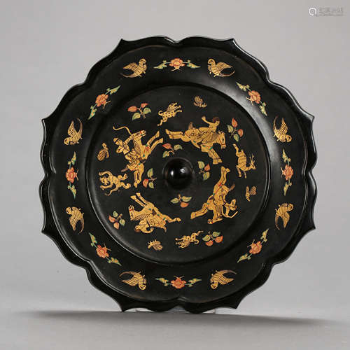 ANCIENT CHINESE COPPER AND LACQUER MIRROR