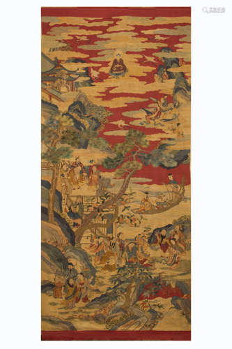 QING DYNASTY, CHINESE SILK KESI HANGING PANEL