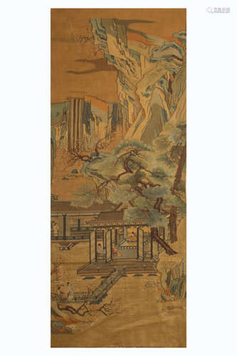 QING DYNASTY, CHINESE SILK KESI HANGING PANEL