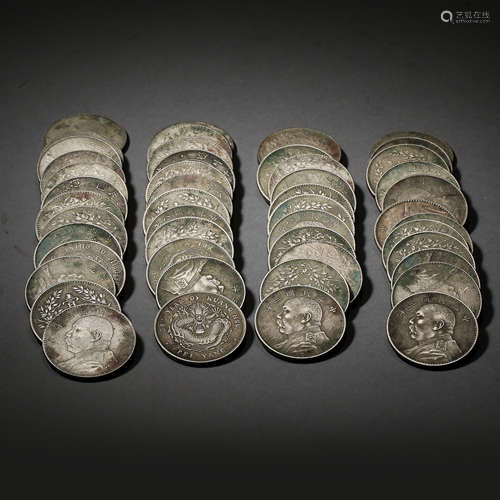 A SET OF ANCIENT CHINESE STERLING SILVER COINS