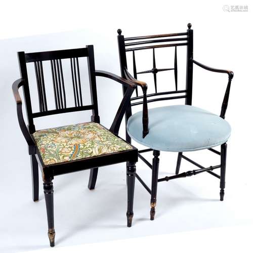 An ebonised armchair, Morris & Co.