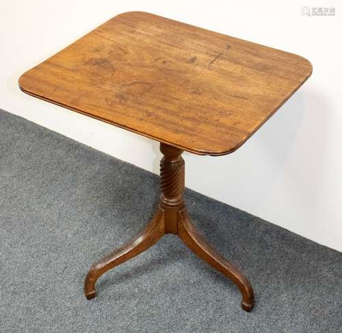 A 19th Century mahogany tripod table, the top 63.5cm x 54.