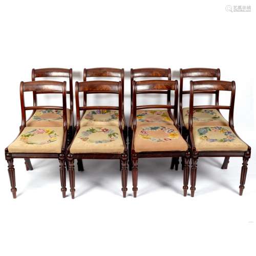 Eight William IV mahogany side chairs, circa 1835,