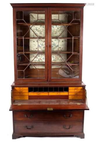 A George III mahogany secretaire bookcase, circa 1780,