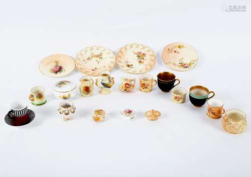 A collection of Royal Worcester, including circular jar and cover decorated a bird signed H Powell,