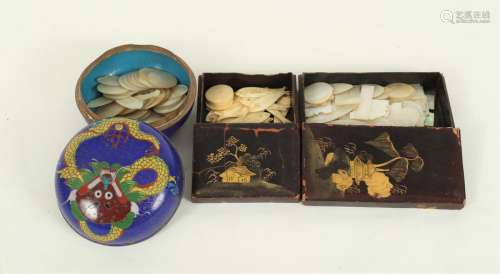 A quantity of Cantonese mother-of-pearl gaming tokens, approximately 110 to include circular, oval,