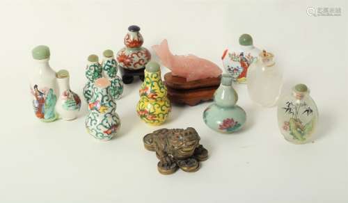 A small collection of 20th Century Chinese snuff bottles,