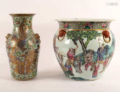 A Chinese famille rose porcelain fishbowl, circa 1890, decorated figures in landscapes,