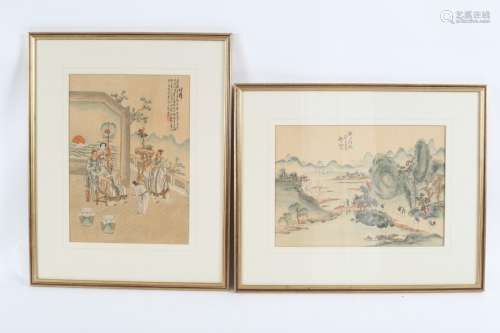 20th Century Chinese School/Courtly Figures in an Interior/watercolour, 35cm x 25cm,