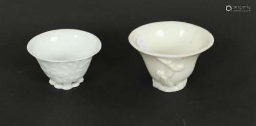 Two Chinese blanc de chine libation cups,