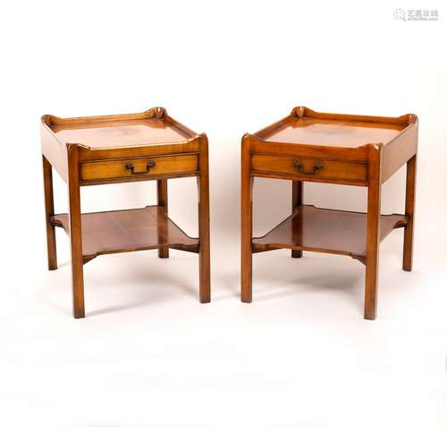 A pair of George III style single drawer side tables,