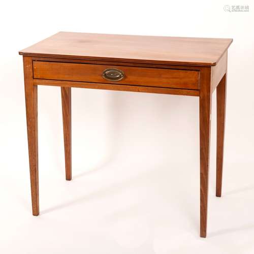 A 19th Century mahogany side table, single drawer on square taper legs,