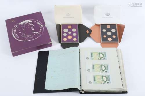 A Collecta coin album containing mainly 20th Century coins, two proof sets,