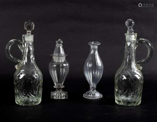 Two early 19th Century oil or condiment bottles,