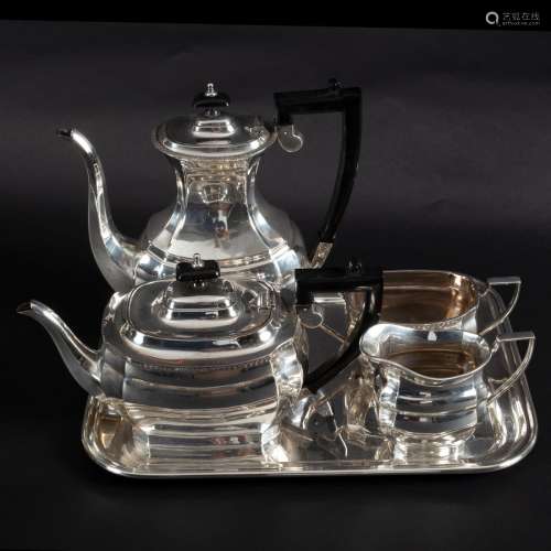 A silver plated four-piece tea and coffee set,