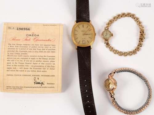 A lady's 9ct gold cased Omega cocktail watch, circular dial (one loose hand), case No.