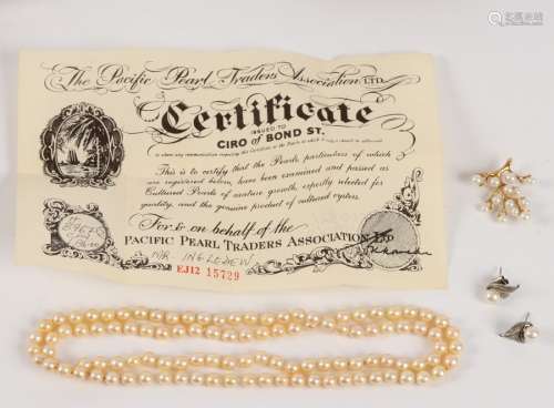 A single row of Ciro cultured pearls,