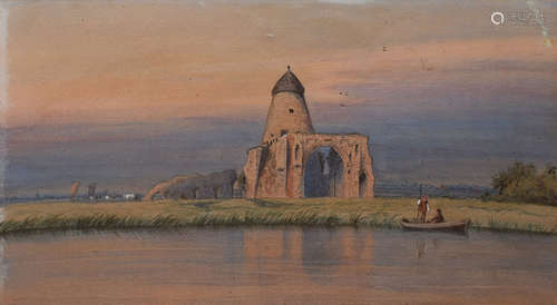 Charles Harmony Harrison (1842-1902), St Benet's Abbey, watercolour, signed and dated 1876 lower