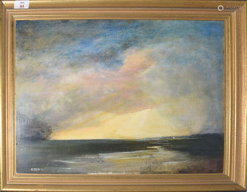 B C Bacon (20th century), Estuary scene, oil on board, signed and dated 80 lower left, 39 x 54cm