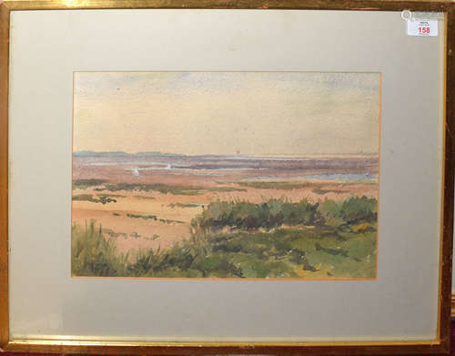 English School (19th/20th century), Estuary scene, watercolour, 25 x 37cm