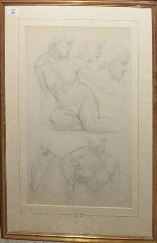 Tom W Armes (1894-1963), Nude studies, pencil drawing, 54 x 34cm