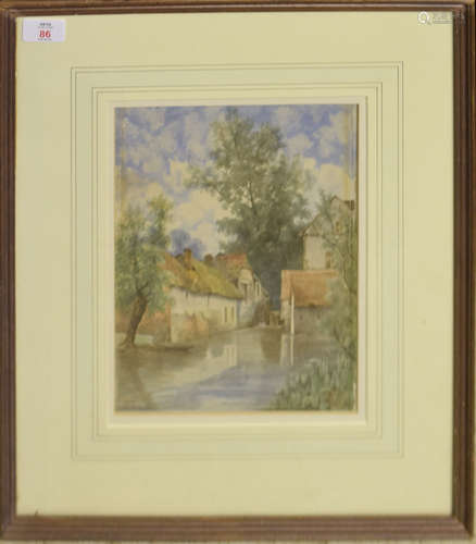 Walter Daniel Batley (1850-1936), Watermill, watercolour, monogrammed and dated 1896 lower right, 28