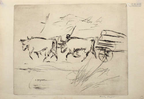 Henry Rayner (1902-1957), Bush Bullocks, The Rising Horse, two portraits, group of four black and