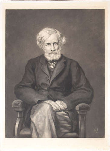 Hubert von Herkomer (1849-1914), Portrait of a seated gent, black and white mezzotint, signed in