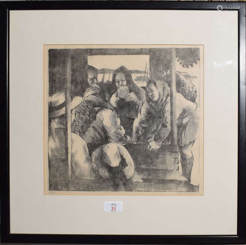 Colin Bedford (20th century), Figure group, black and white lithograph, signed and numbered 31/100