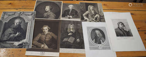 Folder of eight 19th century mezzotints, portrait studies, assorted sizes, all unframed (8)