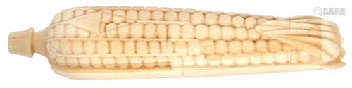 An unusual Japanese Okimono carved ivory sweetcorn Meiji period, 5cm long