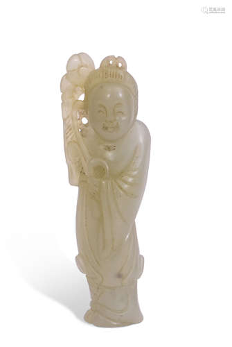 Chinese jade carved figure of an immortal, 8cm high