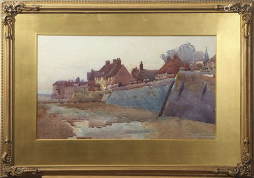 Hubert Coop (1872-1953), Coastal town, Isle of Man, watercolour, signed and inscribed 