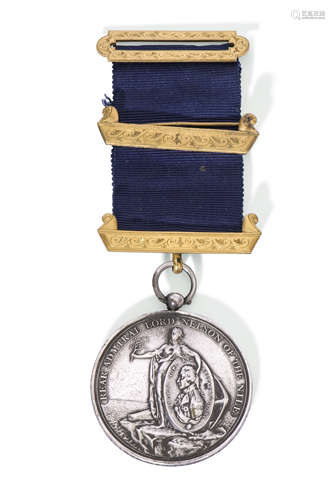 Davidson's Nile Medal, silver, as issued to officers, attributed to Midshipman (later Captain)