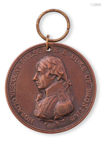 Boulton's Trafalgar medal, bronze, plain edge, restrike, pierced with suspension ring, 47mm