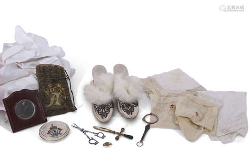 Royal memorabilia interest, collection of garments belonging to Queen Alexandra including a pair