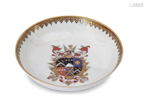 18th century Chinese export porcelain saucer decorated with the arms of Jervis of Darlaston,