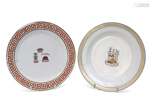 Early 19th century creamware side plate decorated with the arms of Forster of Barbados, wife of Rear