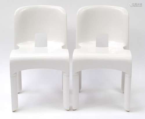 Pair of Kartell Universale chairs designed by Joe Colombo, numbered 4867, each 72cm high : For