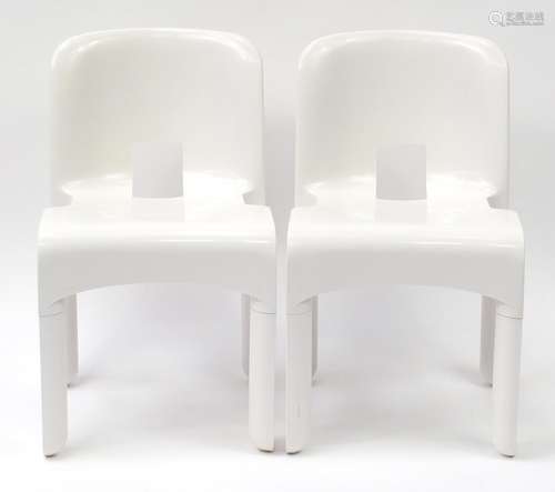 Pair of Kartell Universale chairs designed by Joe Colombo, numbered 4867, each 72cm high : For